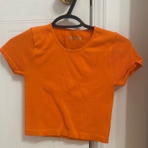 Orange Ribbed Crop Top